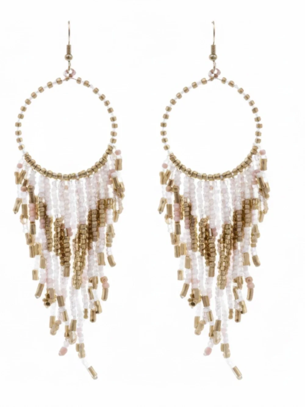 Womens Vintage Tassel Green Bead‎ Hoop Chandelier Earrings